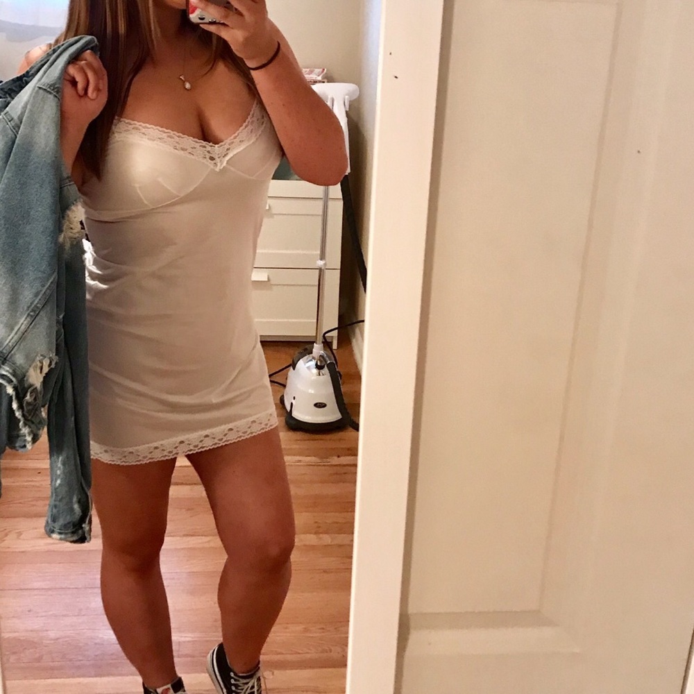 Little white lace slip dress